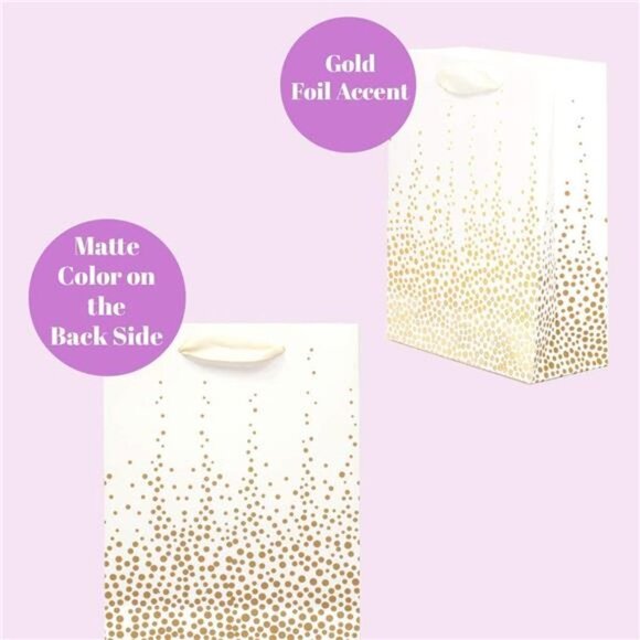 12PCS Cute Metallic Foil Gold Gift Bags Bulk with Handles, Medium 9 Inch Durable - Picture 7 of 7